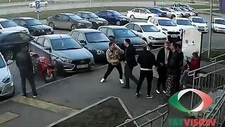 Russian drunk fight. Nizhnekamsk, Russia.