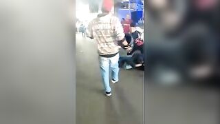 Street fight. Knockout of the attacker