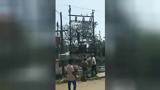 Failed suicide attempt on a high-voltage mast