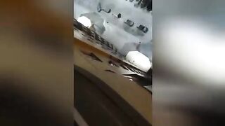 One man effectively jumped out of the window. Video.