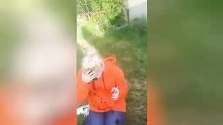 Drug dealer was beaten and smeared with green paint. Vide