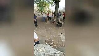 Attempted lynching of a thief. Mexico.