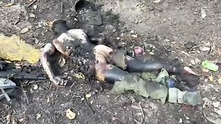 Burnt corpse of a Russian soldier. Video. Ukraine