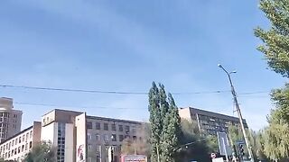 Direct hit by a rocket on a bus. Donetsk, DPR. Video