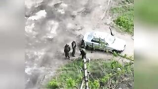 Direct hit of an artillery shell on a car