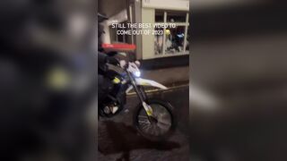 Biker steals a guy's dinner