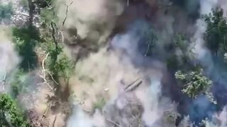 Dropping a bomb on a fighter from a drone