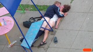 Junkies have sex in a playground