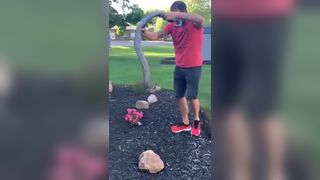 Stupid Idiot gets Bit By Freaking Snake