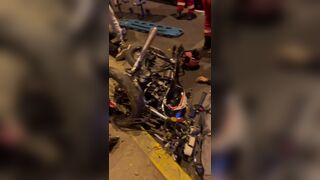 aftermath of idiot that crashed doing a wheele