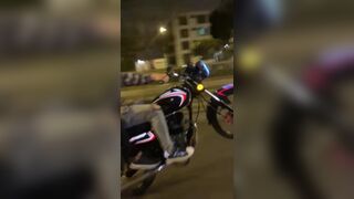 Idiot crashes against a pole while doing a wheele