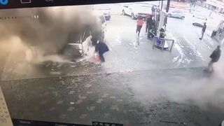 People Scramble To Safety After Van Catches Fire