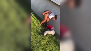 Black girl beats random white girl