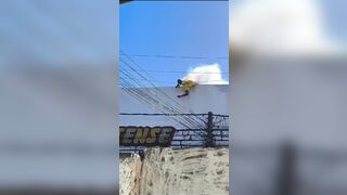 Worker Painting A Store Zapped To Death