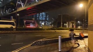 Hong Kong Woman gets wrecked by Typhoon Saola