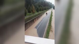 Driving through flooded underpass