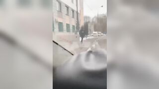 Naked woman chases police officer