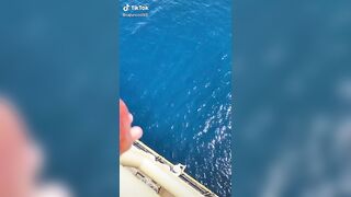 Throwing an apple from an offshore oilrig